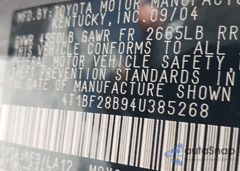 2004 Toyota Avalon Xls z USA, uszkodzony, nr VIN 4T1BF28B94U385268